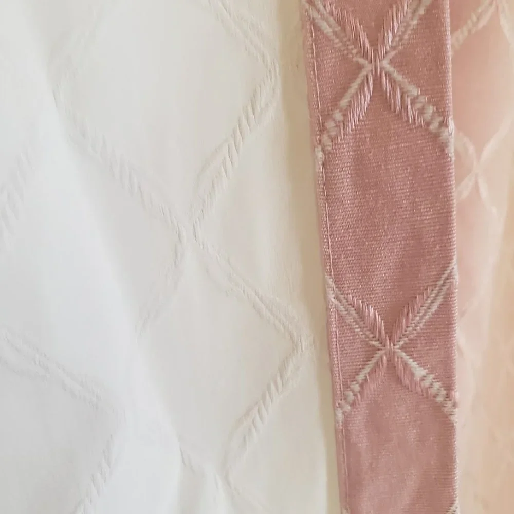 Vintage Drapes Pinch Pleat Pink Curtains 50W x 82L Embroidered Thermal Lined